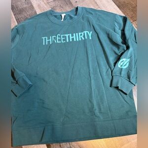 Lululemon Threethirty Graphic Crewneck Sweatshirt Teal Green‎ Logo Size 10